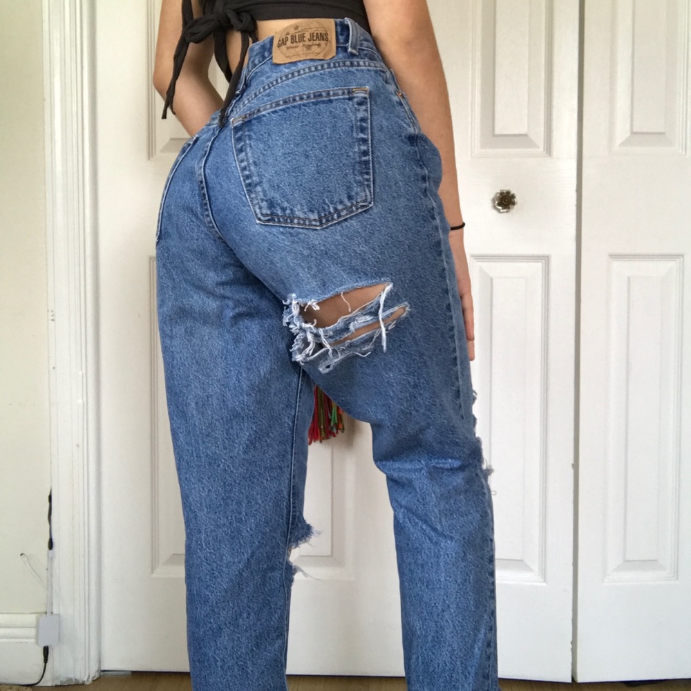 Mom jeans with rips